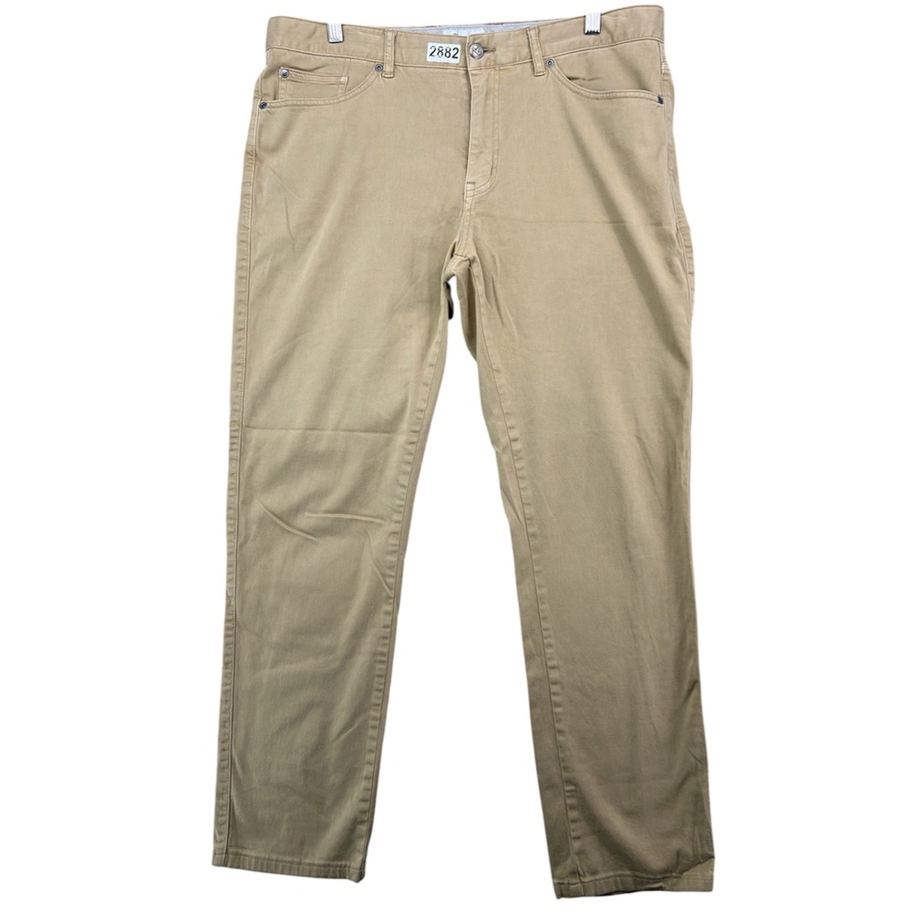 Peter Millar Mens Tan Khaki 5 Pocket Twill Pants Size 36 Stretch Cotton Modal